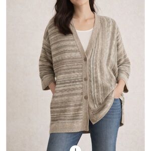 J. Jill Pure Jill Oversized Striped Button Cardigan – XS Petite